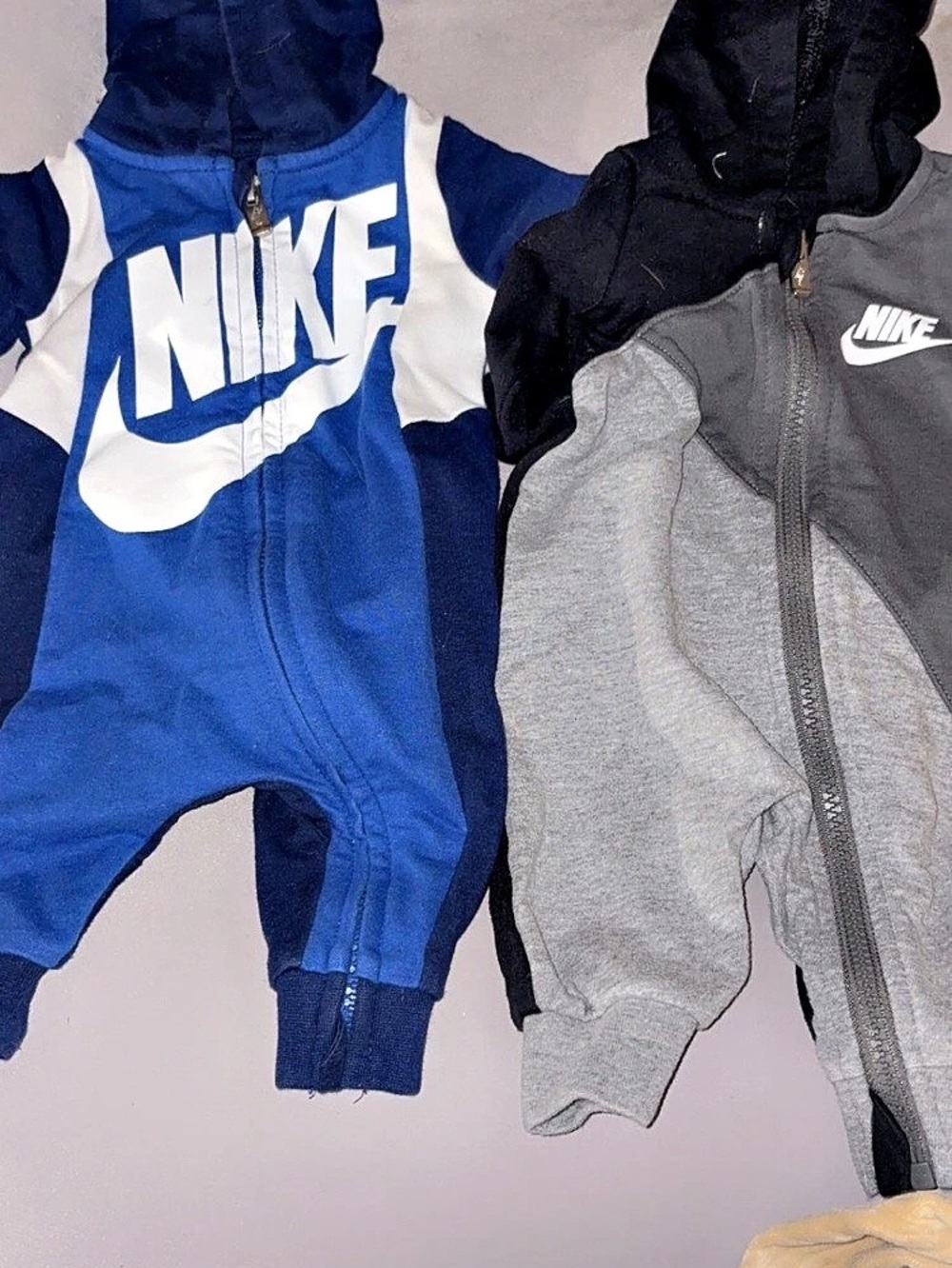Nike Baby Hooded Fleece Zip Coverall Blue & Gray